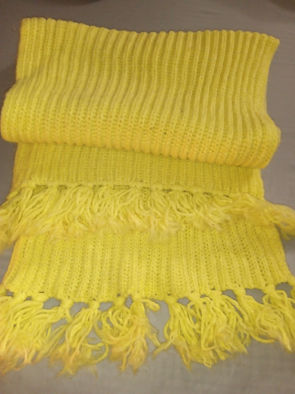 Yellow Knit Fringe Scarf - Brand:
